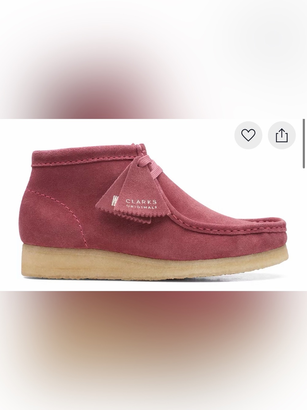 Clarks Pink Suede Lace-Up Wallabee Boot